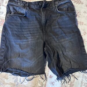 Cotton On Black Jean Shorts with Frayed Hem